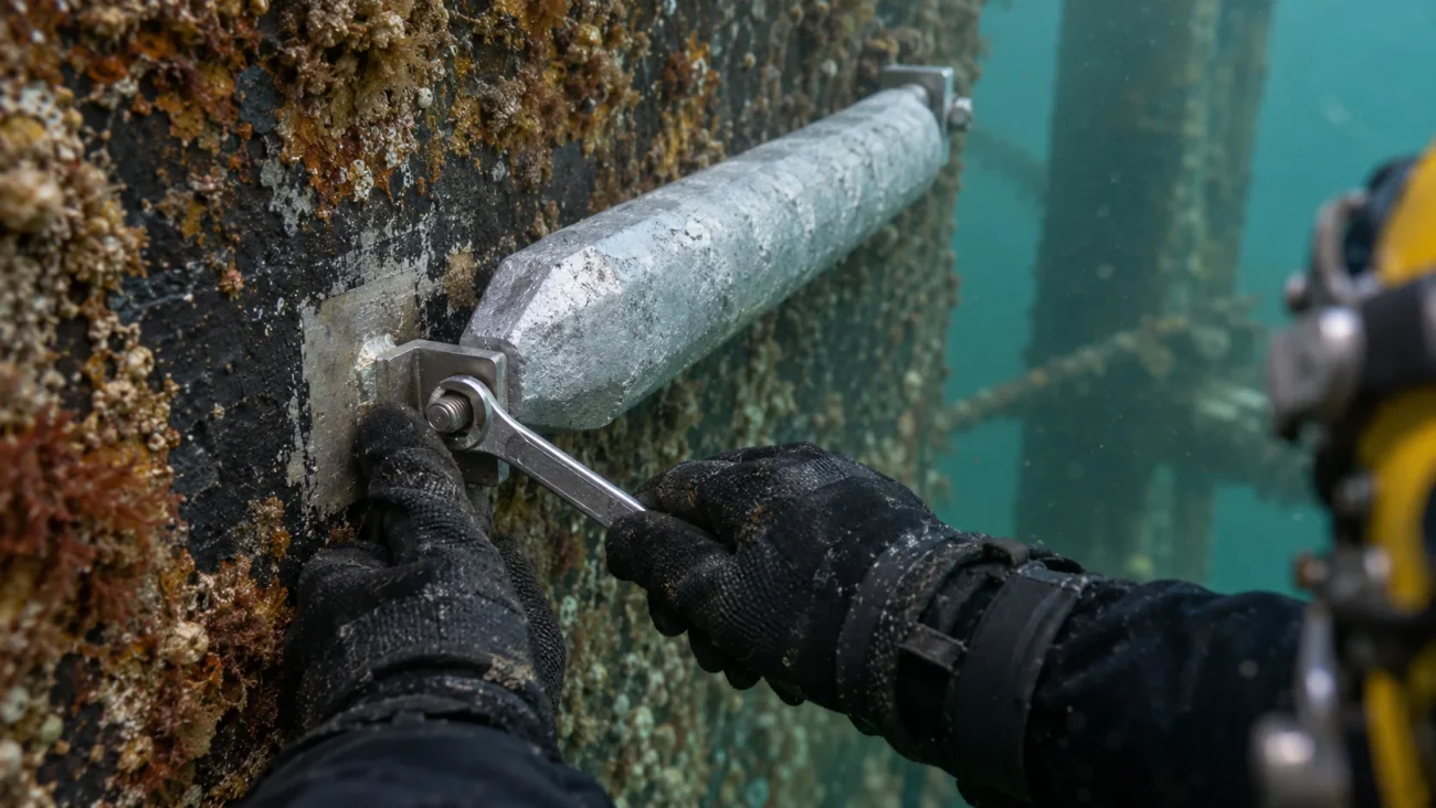 underwater-sacrificial anode installation