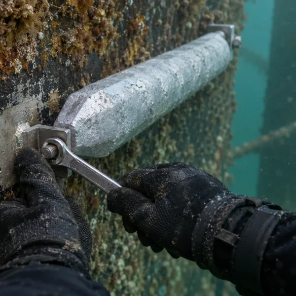 underwater-sacrificial anode installation